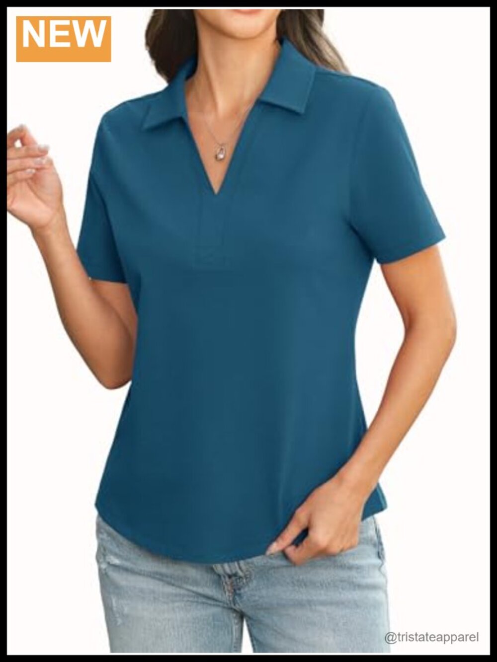 Womens Cotton Short Sleeve Polo Shirt Collared Loose Fit Top